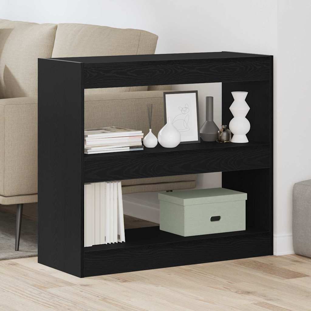 Book Cabinet Black oak 80 x 30 x 72 cm Engineered Wood